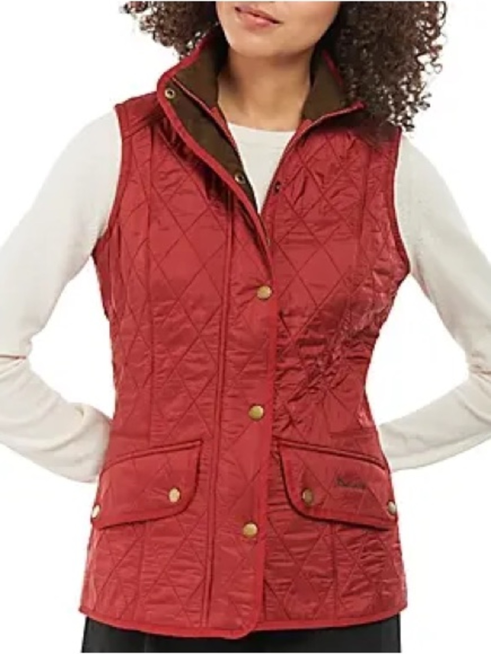 Eddie Bauer: Red Quilted Vest with Button Closure